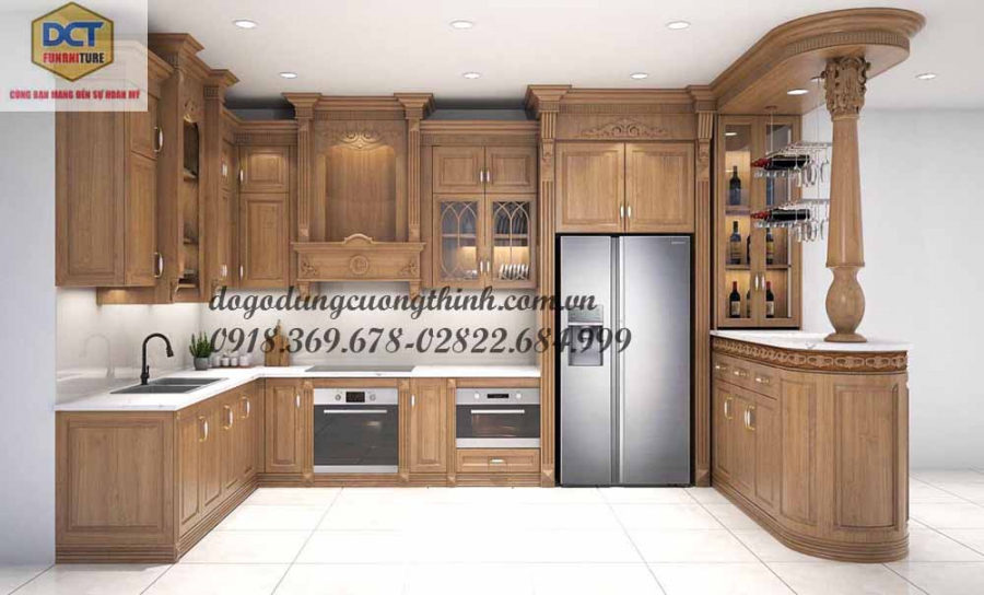 thiết kế tủ bếp tân cổ điển, tinh tế, sang trọng quận 12, tphcm