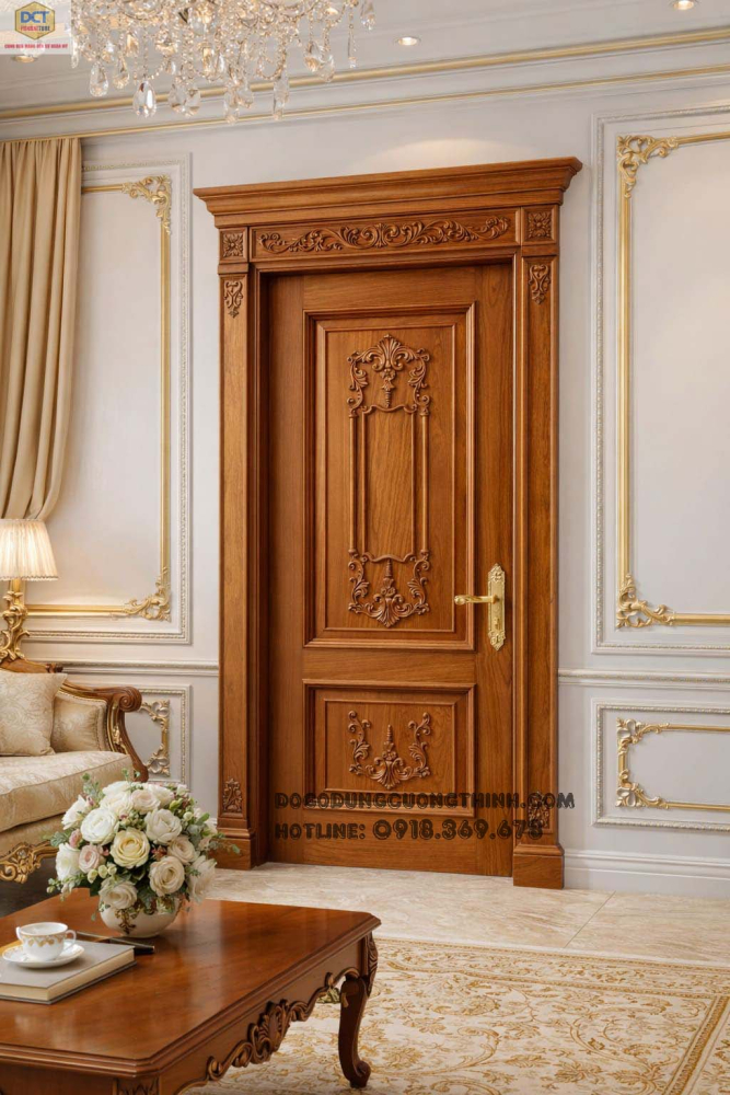 Bộ cửa tân cổ điển gỗ gõ đỏ CP55 đẳng cấp