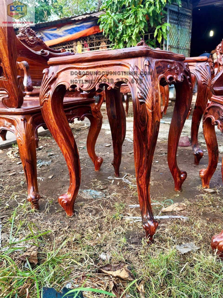 Bộ bàn ghế Louis gỗ cẩm lai PD147CM