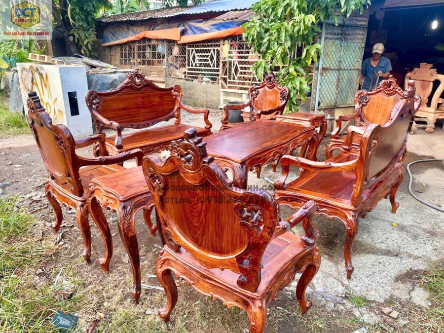 Bộ bàn ghế Louis gỗ cẩm lai PD147CM