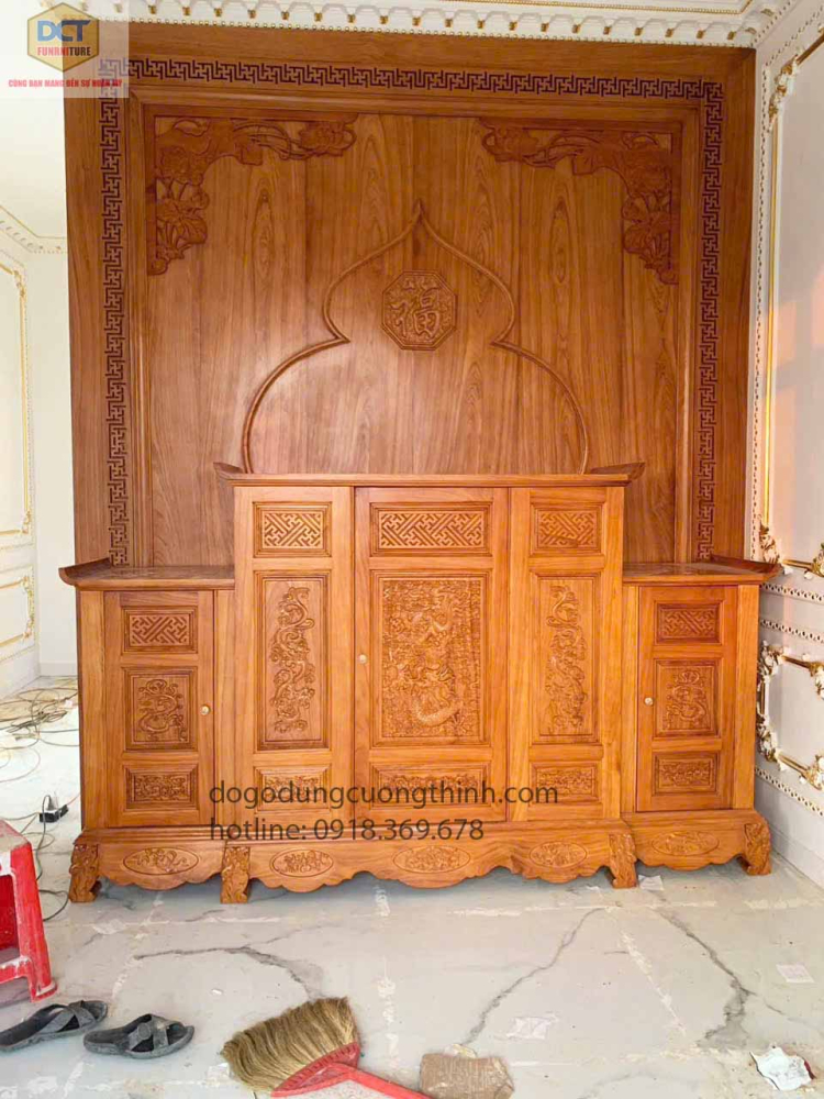 Phòng thờ gỗ gõ đỏ Cai Lậy