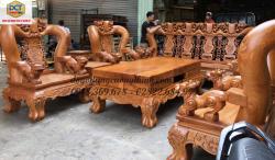 bộ salon gõ đỏ tay 20 chạm nghê