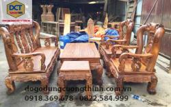 Bộ salon Cẩm lai tay 12 chạm Đào PD110CM