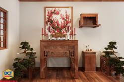 Mẫu phòng thờ gia tiên truyền thống gỗ gõ đỏ PT46