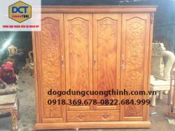 Tủ áo gỗ gõ đỏ 4 cánh