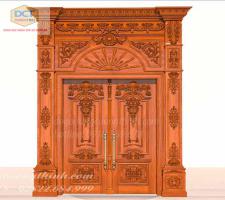 BỘ CỬA CHÍNH CỔ ĐIỂN GỖ GÕ ĐỎ CAO CẤP CC61GD