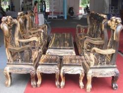 Salon gỗ mun sọc chạm đào