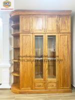 Tủ áo cánh kính gỗ gõ đỏ