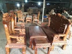 bàn ghế gỗ hương chạm Rồng