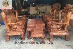 bàn ghế cẩm lai chạm nghê cao cấp PD82GD