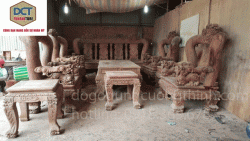 Bộ cẩm lai chạm nghê tay 22 hàng khủng