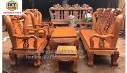 bàn ghế gõ đỏ tay 12 chạm đào