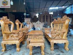 BÀN GHẾ PHÒNG KHÁCH GỖ GÕ ĐỎ TAY 12 CHẠM NGHÊ PD142GD