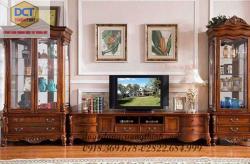 THIẾT KẾ KỆ TIVI KẾT HỢP TỦ RƯỢU TÂN CỔ ĐIỂN CAO CẤP