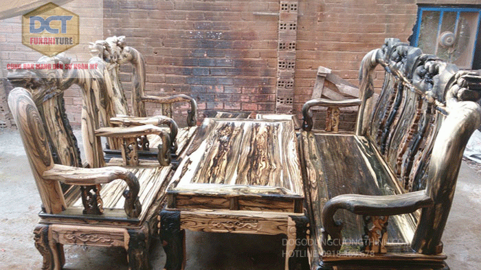 Bộ bàn ghế gỗ Mun PD07