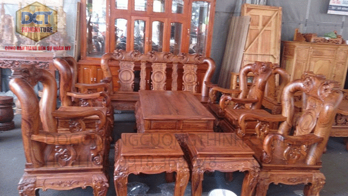 Bộ bàn ghế phòng khách gỗ cẩm PD17