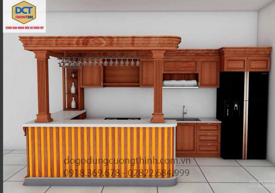 Tủ bếp gỗ kết hợp tủ rượu giúp tăng thêm sự tiện nghi và thẩm mỹ cho không gian nấu nướng của bạn. Với chất liệu gỗ tự nhiên và thiết kế ấn tượng, Tân Hà - Lâm Hà cam kết mang đến sự hài lòng cho khách hàng.